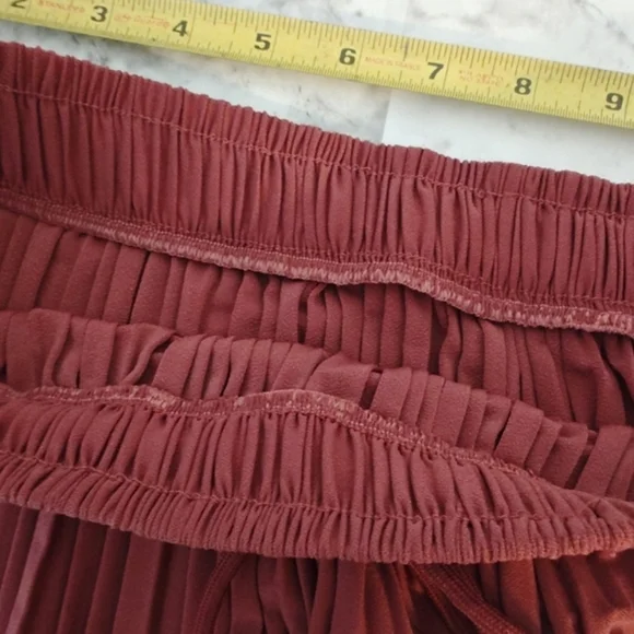 Dusty Rose Micro Pleated Maxi Skirt Elastic Waist Flowy One Size - Picture 10 of 14
